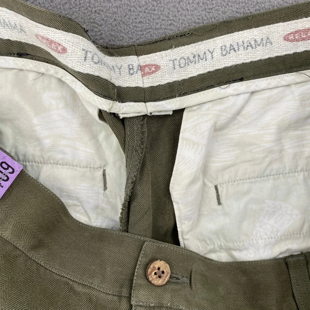 Tommy Bahama Mens 40 Silk Pants Olive Green Straight Leg Casual Trousers Luxury